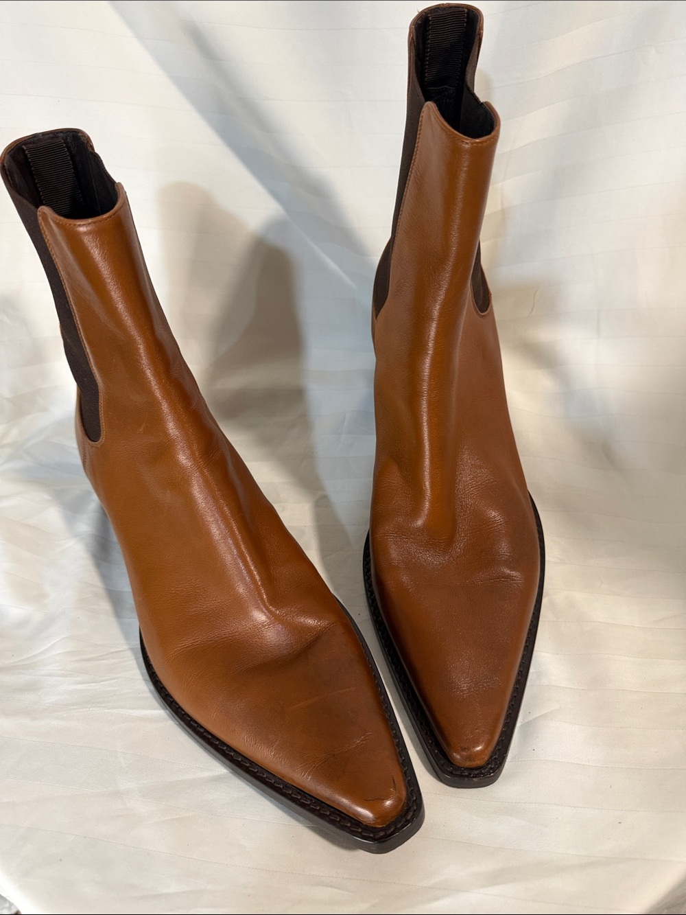 Dolce & Gabbana Brown Cognac Leather Chelsea Ankle Boots – EU 46